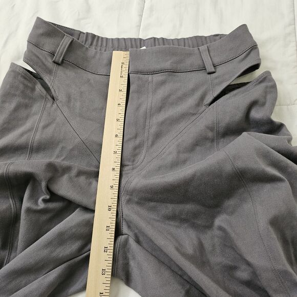Alo High Waist Risk Taker Trouser Pants Womens Medium Fog Wide Leg Flare Cut-out - Picture 9 of 10